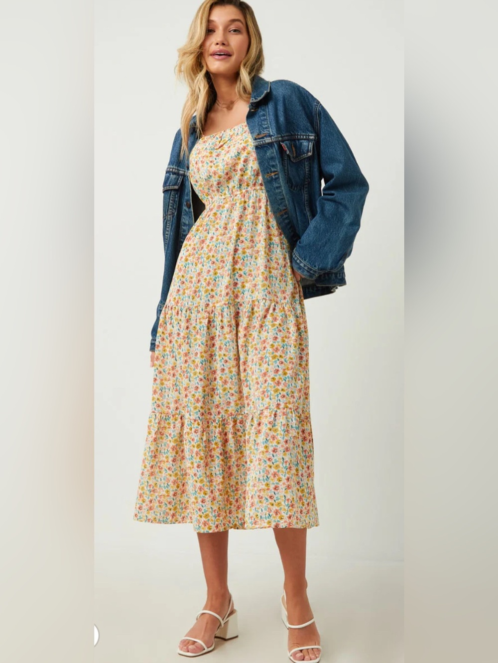 Hayden Los Angeles Floral Square-Neck Puff Sleeve Dress Women’s Size Small - Picture 12 of 12